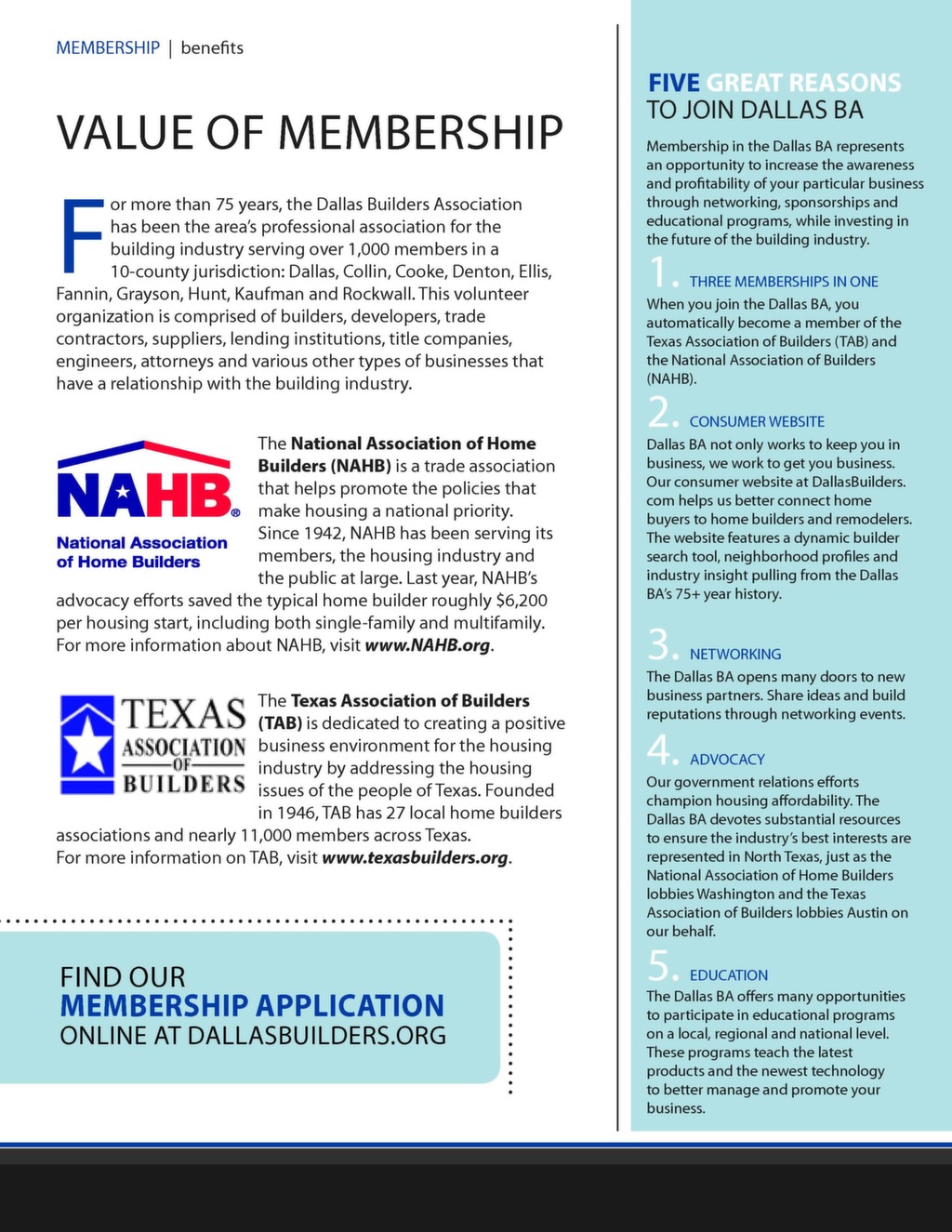 Membership Brochure • Dallas Builders Association